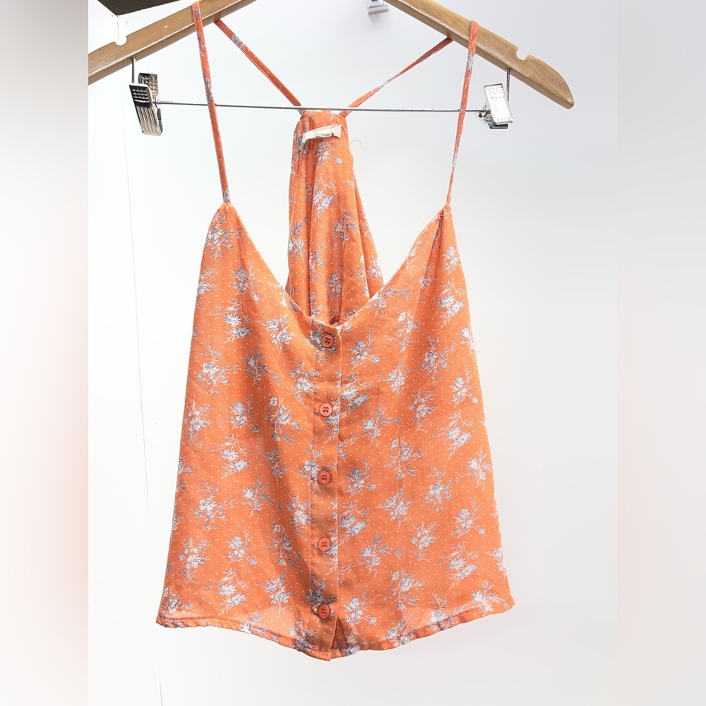 mine Orange Floral Button-Front‎ Cami